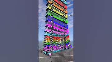 Mixed Color Buses Fall Crash & Explode💥 - BeamNG.drive #youtubeshorts #carcrash