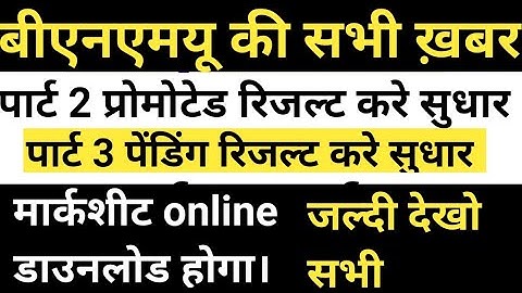 bnmu part 2 part 3 marksheet kab aaega part 2 part 3 marksheet kasie check kre bnmu part 3 pending