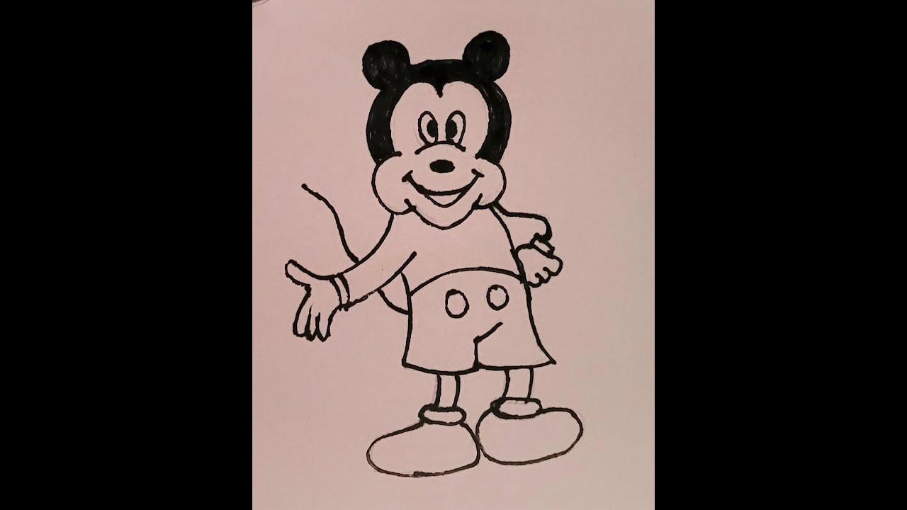 How to draw Mickey Mouse for kids | pencil sketch Mickey mouse drawing ...