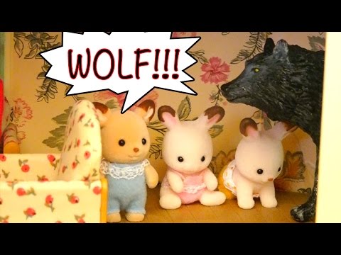 Story For Kids With Calico Critters Toys! The Wolf & 7 Kids Fairy Tale With Bunny Sylvanian Families
