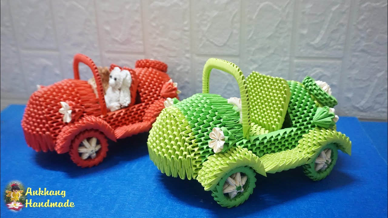 3d origami car tutorial DIY making paper car toy tutorial YouTube