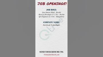 Hiring! | Java Intern, React.js Developer & QA Engineer – | Kochi  Bangalore