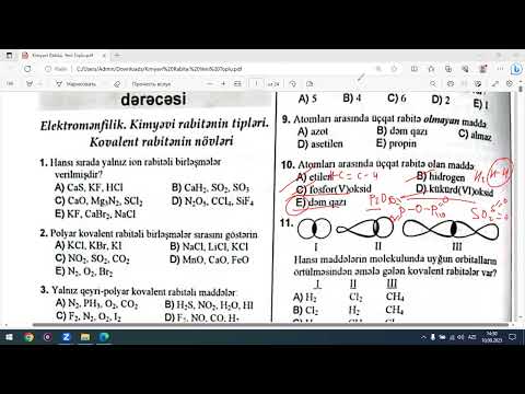 Elektromənfilik.Kimyəvi rabitənin tipləri.1-son.Kimya DİM toplu(I hissə)-2023.