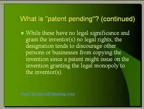 Patents For Inventors Chapter 2 - What is patent pending?