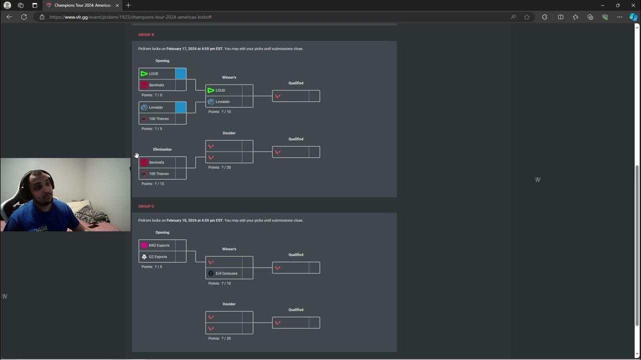 Doing Pickems for VCT Americas Kickoff Valorant YouTube
