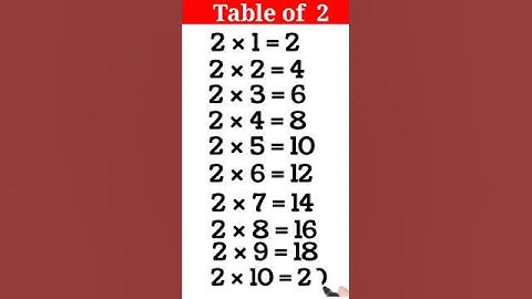 2 ka table | 2 ka pahada | table of 2 | 123 table | 1 to 10 table #2table #tables #shorts