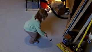 Amelia tapping areas of cottage floor containing blue tape by 2sharestuff 39 views 9 years ago 20 seconds