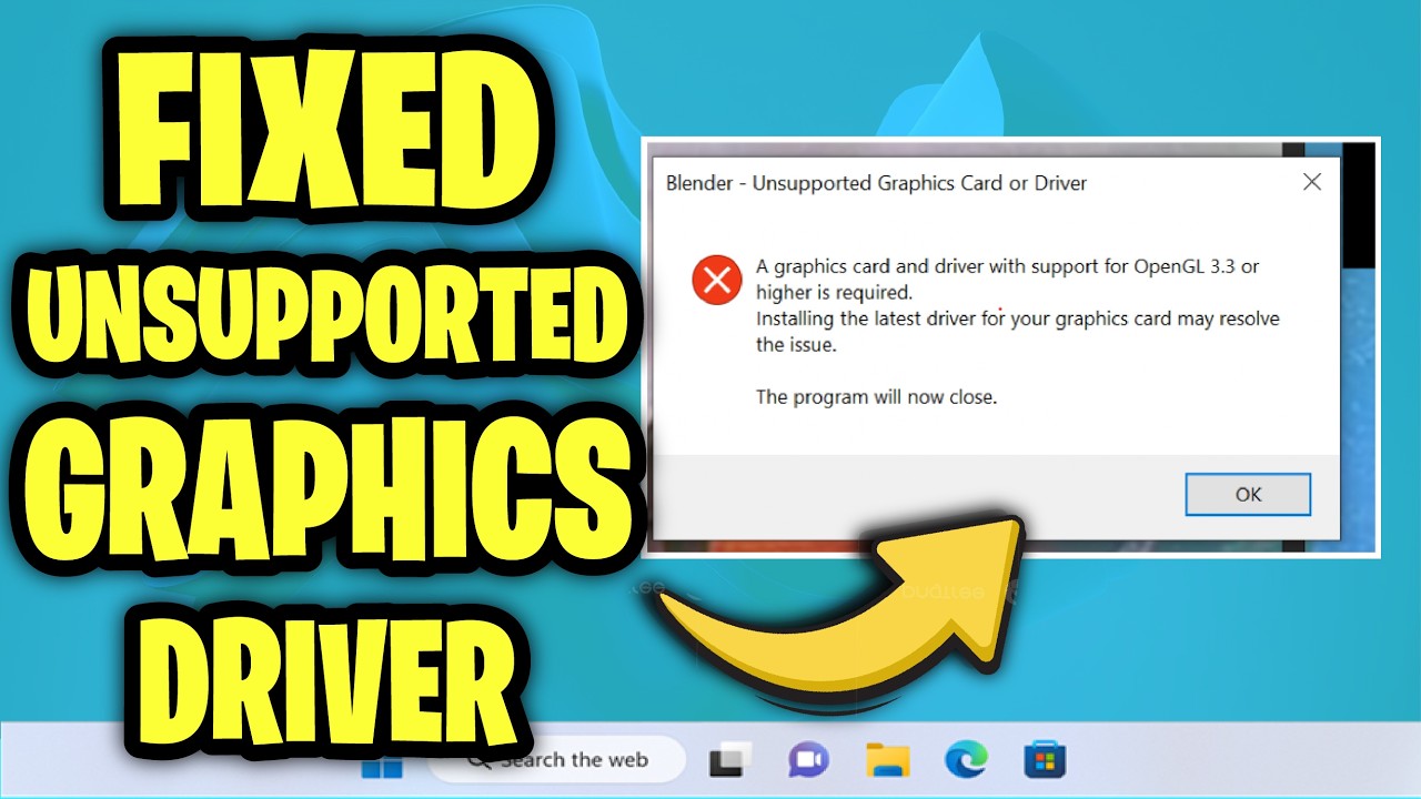 A graphics card and driver with support for OpenGL Error Blender - How ...