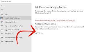 controlled folder access requires turning on real time protection ~ fixed