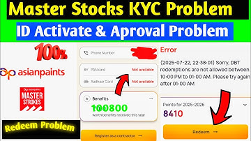 Master Stock KYC Problem | ID Approval & Activate Problem | Without KYC Redeem | Paise Transfer 2025