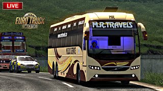 NEW JOURNEY IN MR TRAVELS ETS2 LIVE INDIAN AC SLEEPER BUS DRIVING STEERING WHEEL GAMEPLAY INDIAN MAP screenshot 5