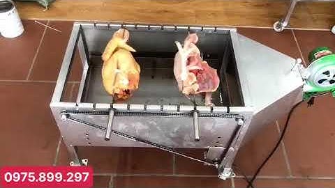 Máy nướng thịt quay tự động 10 xiên - Bếp nướng có quạt thổi - Tặng kèm 2 xiên 3 và 10 xiên đơn INOX