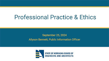 NBEA Lunch and Learn Webinar Series - Professional Practice and Ethics