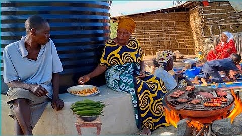  Authentic African Village life ! Beef Roast  & Fresh Vegetable Harvest in the Village 