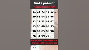 Find 3 pairs of equal numbers #23 #brain #puzzle #dementia