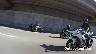 Kawasaki ZX14’s & ZX10’s vs BMW S1000RR vs Yamaha R1M vs CBR 1000RR  Street Race