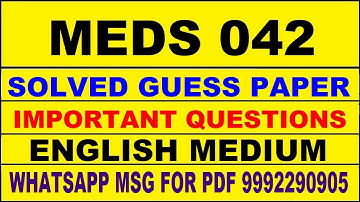 meds 042 guess paper in english | meds 042 important questions | meds 042 study material