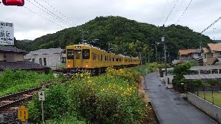 福塩線上り下り　黄色い電車105系　4両編成
