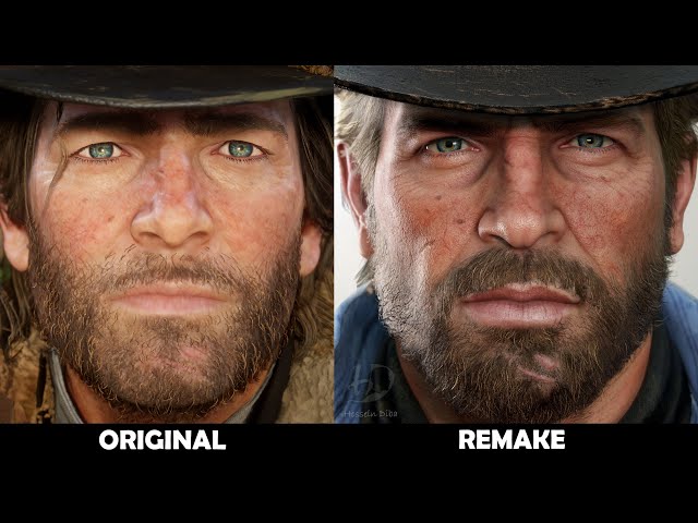 red and black, Arthur Morgan, rdr2, face only, intense, side vie 