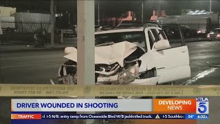 Driver slams into pole after being shot in Vermont Square neighborhood