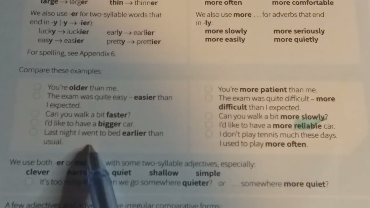 comparative 1(cheaper, more expensive  etc..)