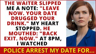 O garçom me entregou um bilhete: "Seu encontro te drogou. Vá embora." Às 20h, a polícia prendeu...
