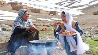 The most Remote Village in Afghanistan | Shepherd Mother Cooking Shepherd Food in the Nature