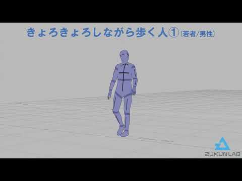 きょろきょろしながら歩く人①(若者/男性)【モブ用モーション】