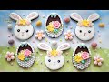 Easter Bunny Flower Wreath & Basket Weave Cookie ~ Learn to pipe BURLAP / WICKER Pattern with icing