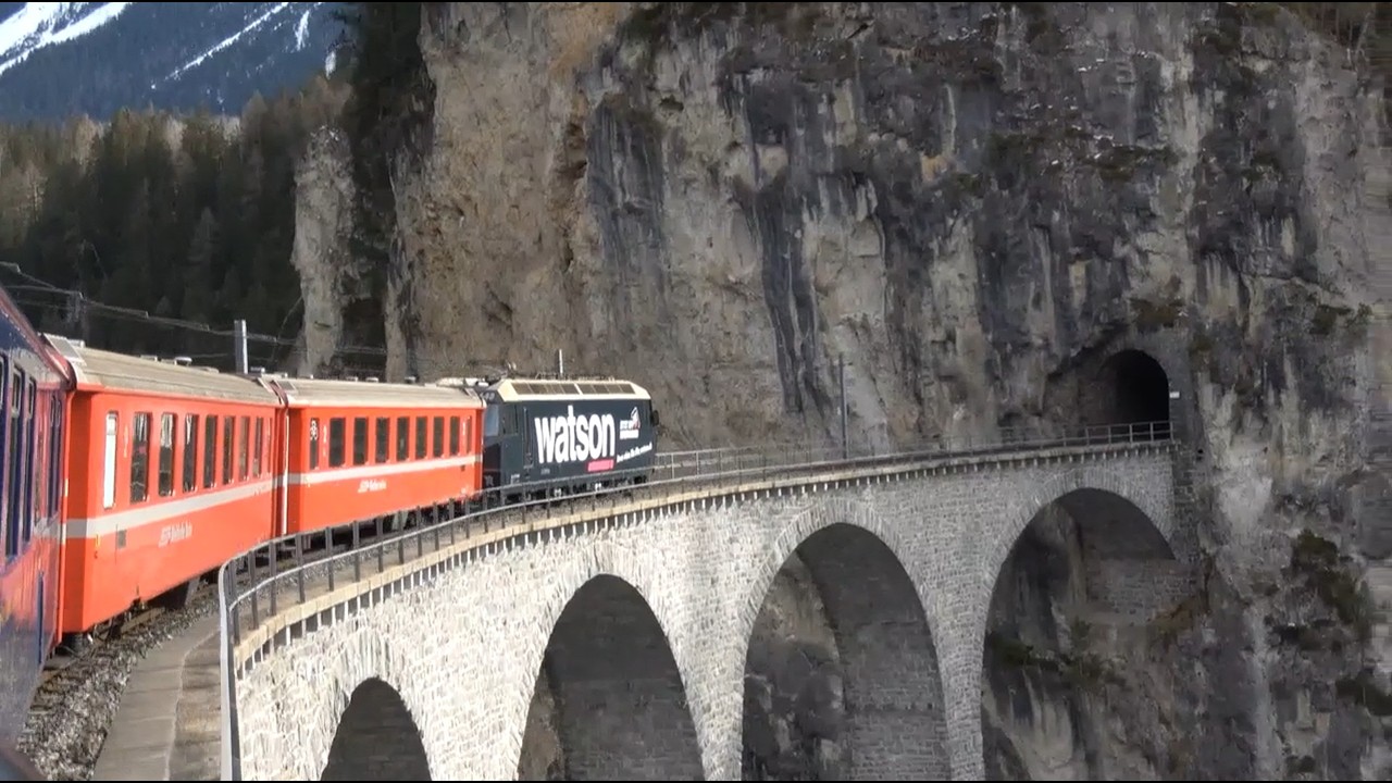 Rhätische Bahn: durch Graubünden im Januar 2026 | Bahnvideos J.G.