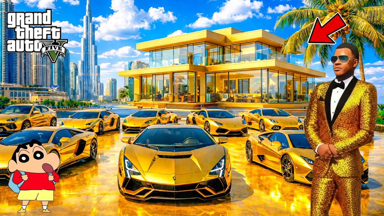 Franklin & Shinchan OPEN BILLIONAIRE CAR Showroom In GTA5 royalgamerzm-1