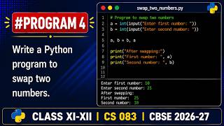 Swap Two Numbers in Python | Easy Python Program for Beginners | Let’s Learn CS Hub
