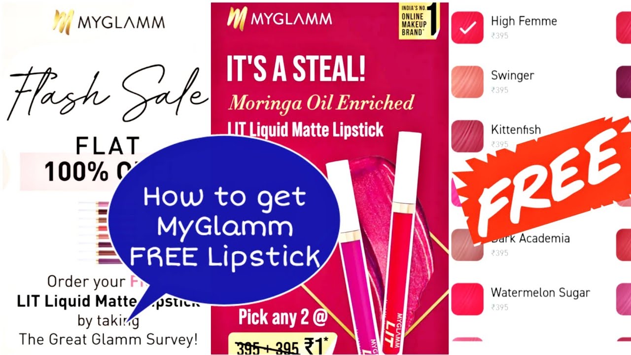 MyGlamm Free Lipstick Survey|Rs.1Loot My Glamm LIT Lipstick|Get Free MyGlammLIT Lipstick worthRs.395