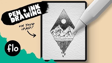 Anyone Can Draw This PEN AND INK Art Landscape in PROCREATE