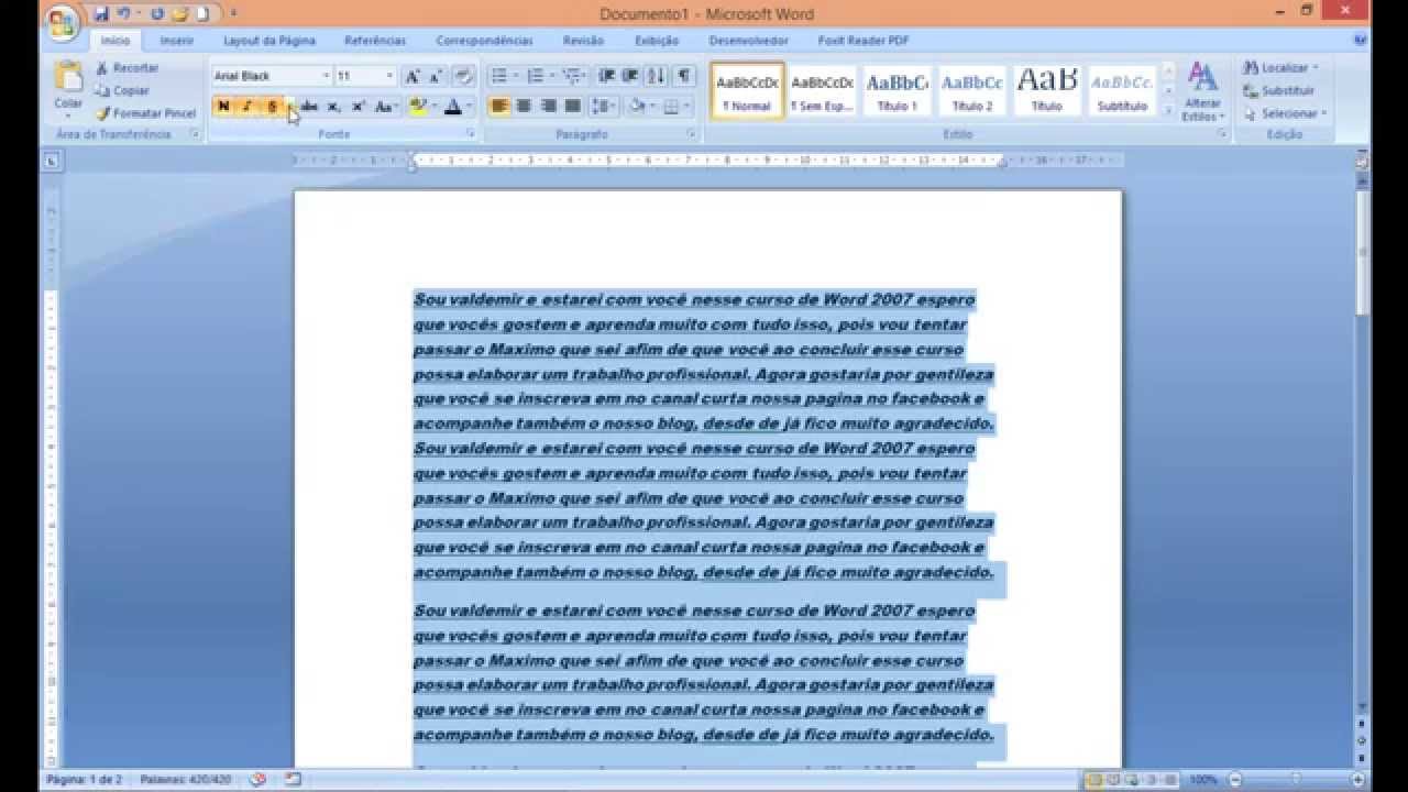 Digitando e editando textos no word 2007 