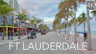Fort Lauderdale Florida Sunset 4K Driving Tour Downtown Las Olas Beach Lauderdale-by-the-Sea