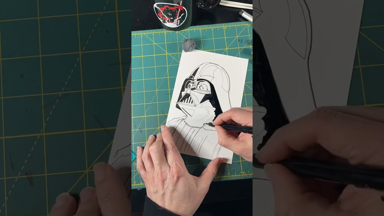 Laying down some brush work on this Darth Vader sketch #starwars #sketch #darthvader #starwarsart