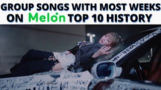 K-pop group songs with the most weeks on Melon Top 10 history