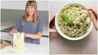Zucchini Pasta with Basil Hemp Pesto (+ Discover How to Use a Spiralizer!)