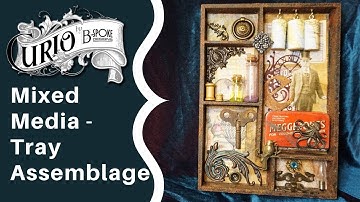 Mixed media Tray Assemblage with Rust Effects