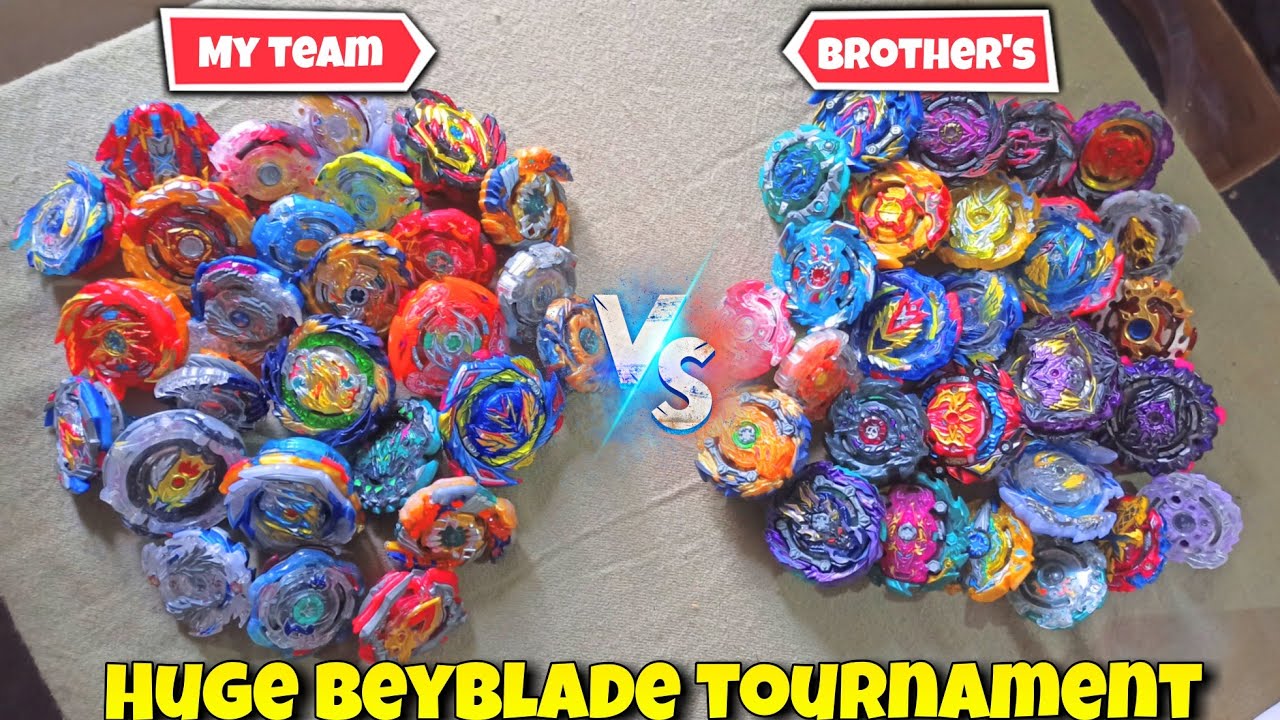my team vs brother's team beyblade burst tournament huge burst beyblades fight in real life