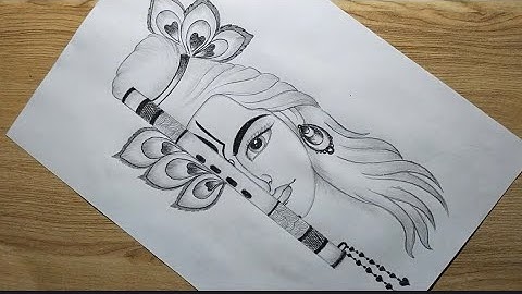 How to draw krishna half face drawing || Step by step shree Krishna beautiful 