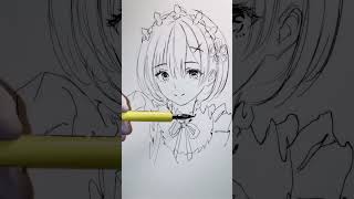 How to draw anime girl #pendrawing #drawing #art #anime #shorts