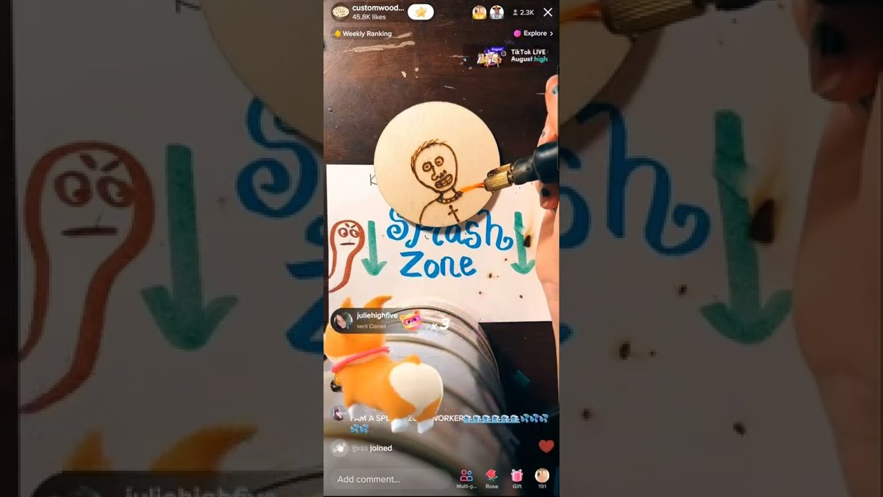 Custom Wood Burning TikTok Barbara Monday, August 1, 2022 800 pm Live (liv) Show YouTube