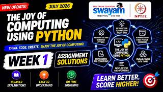 The Joy of Computing using Python Week 1 Assignment Answers 2026 | NPTEL July 2026 | 100% Correct The Joy of Computing using Python Week 1 Assignment Answers 2026 | NPTEL July 2026 | 100% Correct