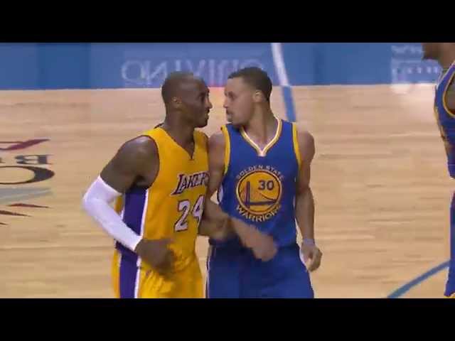 Kobe Gives Curry Respect After Draining Long Three class=