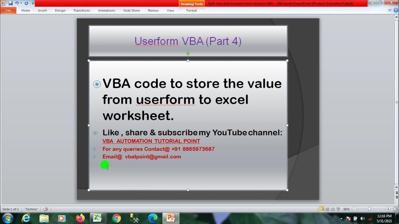 VBA code to store the data from userform to Excel sheet (Part 4) - YouTube