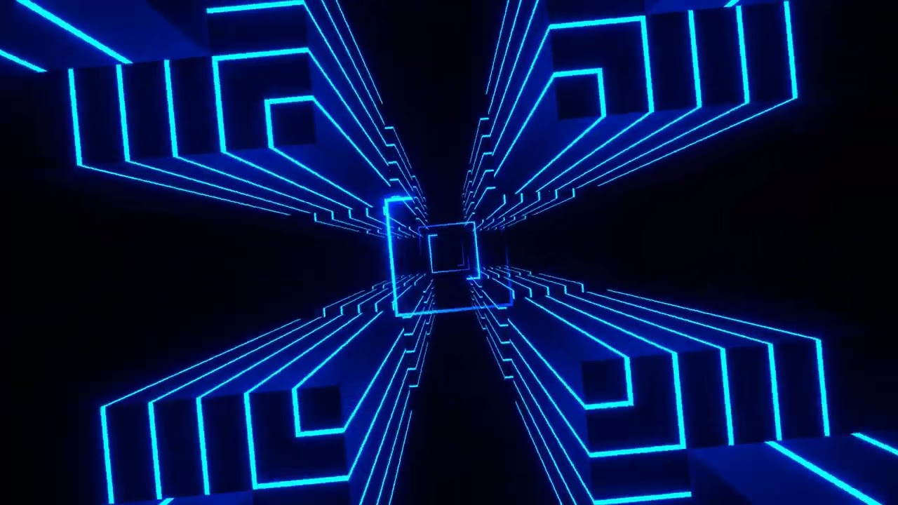 No Copyright Video Free Download 🎥 |  blue neon squares cyberspace background vj loop in 4k