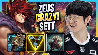 ZEUS CRAZY GAME WITH SETT! - T1 Zeus Plays Sett TOP vs Varus! | Season 2023