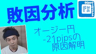 敗因分析【ヒゲラス戻りとエリオット波動修正波についての考察】オージー円： 21pips　2021 01 26